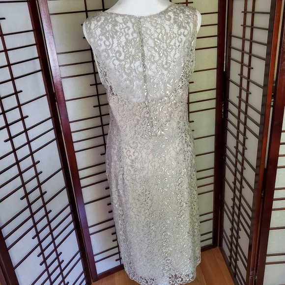 Silver lace cocktail dress, size 10 - Picture 3 of 7